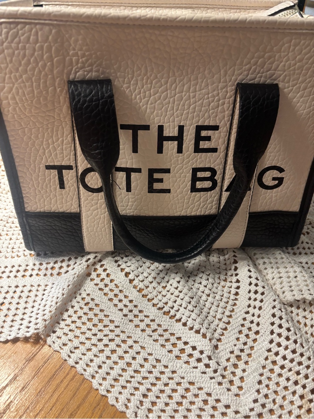 COPY Black & Cream Leatherette Tote